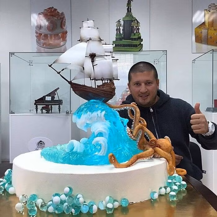 Kiệt tác bánh kem chủ đề biển cả.