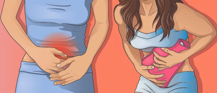 Đắp miếng gạc ấm áp vào vùng bụng có thể giúp thư giãn cơ bắp, giảm đau, căng thẳng và chuột rút. Bạn có thể dùng một chai nước nóng hoặc khăn ấm áp vào bụng để giảm đau.