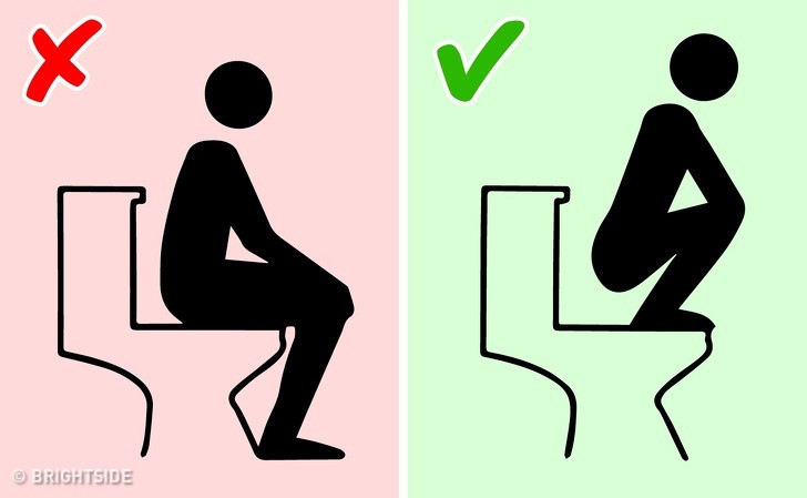 Các chuyên gia khuyến cáo, bạn nên "ngồi xổm" để đi vệ sinh. Tư thế này sẽ giúp giảm áp lực cho bàn tọa, mà còn khiến bạn "đi cầu" dễ dàng hơn nữa.