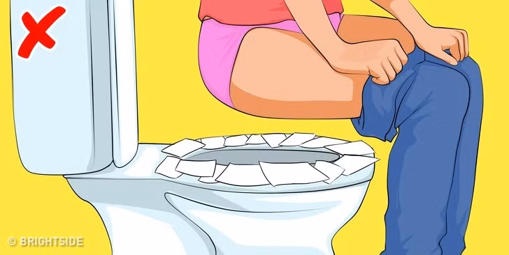 Theo chuyên gia Kelly Reynolds thuộc phòng nghiên cứu Đại học Arizona, việc bạn lót bề mặt bồn cầu vệ sinh bằng giấy để phòng tránh nhiễm khuẩn chỉ có tác dụng về mặt tâm lý mà thôi chứ không có tác dụng.