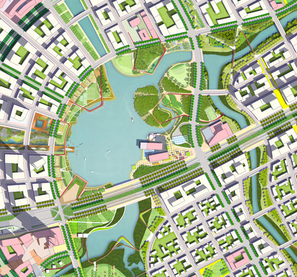 Một chiến lược sinh thái quan trọng là duy trì Thủ Thiêm là một "hệ thống mở" - một nơi phù hợp với chế độ thủy triều hay nước dâng thông qua các kênh rạch, hồ và rừng ngập mặn tự nhiên và nhân tạo. Mọi khu dân cư đều gần với nước và các không gian công cộng đều được tạo ra thông qua chiến lược này.