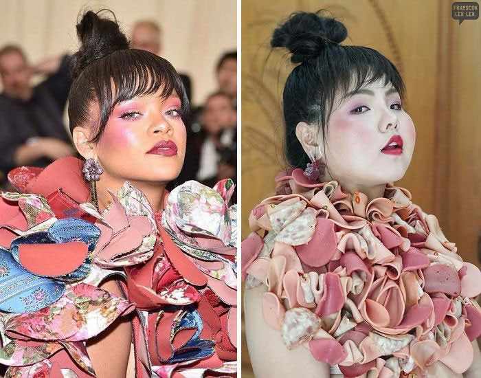 Váy từ các loạt thịt nguội, chả.