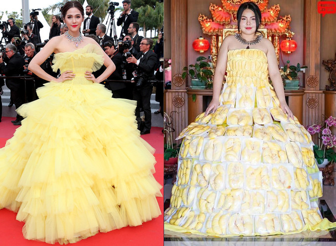 Sầu riêng cũng thành chất liệu sáng tạo váy áo của Sine Benjaphorn.