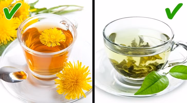 Uống nhiều nước giúp cơ thể vận hành tốt, tuôn ra chất lỏng dư thừa. Hãy thử các loại trà bồ công anh, trà xanh.