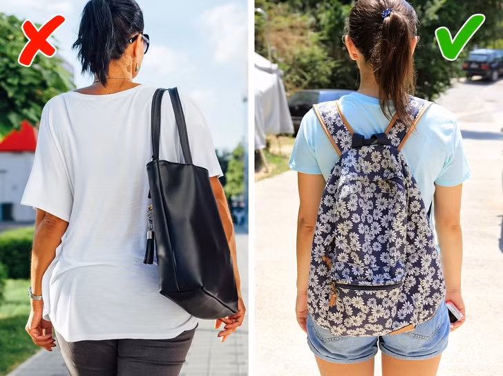 Việc đeo túi một bên cũng có thể gây cong vẹo cột sống. Giải pháp tốt nhất để bảo vệ cột sống là hãy dùng balo để đựng đồ dùng khi ra ngoài.