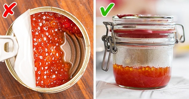 Để giữ trứng cá muối tươi trong một tuần hoặc lâu hơn, bạn nên bỏ nó vào trong một bình thủy tinh và cho thêm vào một vài miếng chanh rồi đậy kín đặt trong ngăn mát tủ lạnh.