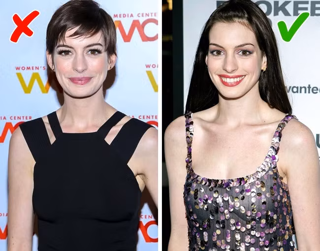 Tóc ngắn có thể có phong cách nhưng nó lại làm bạn già thêm một vài năm tuổi. Hãy nuôi tóc dài nếu bạn có một mái tóc khỏe mạnh.