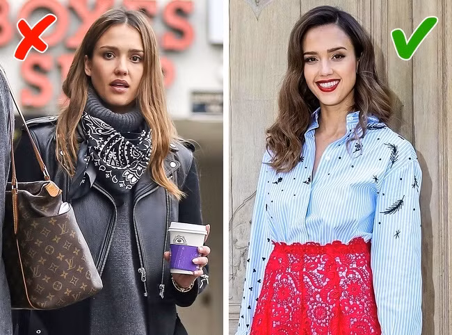 Đen là một màu sắc rất phong cách nhưng bạn cần tránh mặc quá nhiều màu đen. Hãy chọn trang phục màu sáng sẽ giúp khuôn mặt bạn sáng sủa hơn.