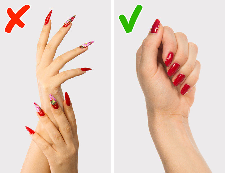 Móng tay sắc nhọn: Móng tay sắc nhọn dài vẽ các hoa văn sáng là một xu hướng của quá khứ. Ngày nay, móng tay hình bầu dục mới hợp thời trang. Ảnh: BS.