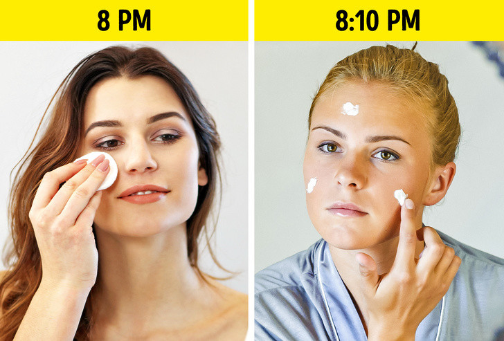 Cho da nghỉ khi dùng các sản phẩm khác nhau: Chuyên viên thẩm mỹ và nghệ sĩ trang điểm Nissi McCoy khuyên bạn không nên sử dụng nhiều sản phẩm khác cùng một lúc. Cô nghĩ tốt nhất là nên cho da nghỉ ngắn (5-10 phút) giữa lúc bôi các sản phẩm khác nhau.