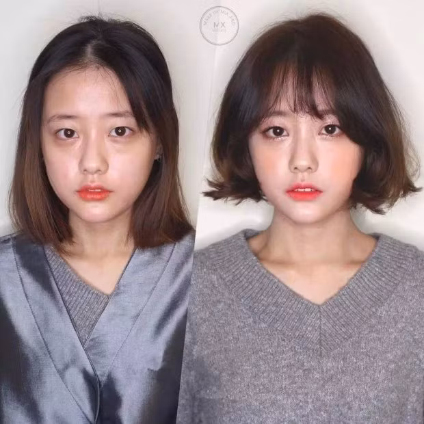 Với tóc ngắn tốt nhất bạn nên đi kèm với tóc mái thưa.