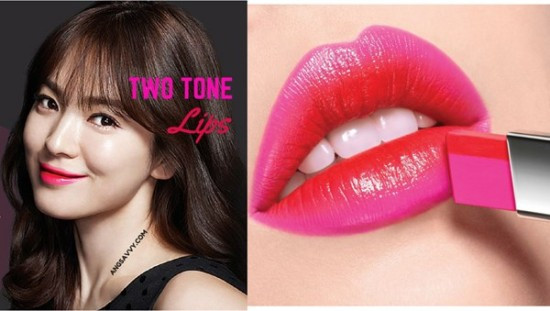 Son môi hai màu là nền tảng phát triển từ màu son Ombre đã làm mưa làm gió các tín đồ làm đẹp. Ảnh: Internet.
