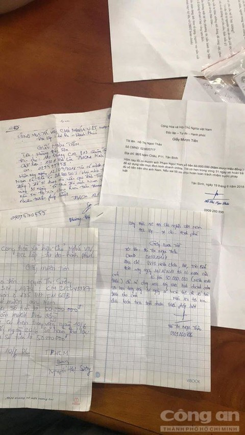 Hồ sơ, giấy tờ thể hiện sự vay nợ của nhiều "con mồi"