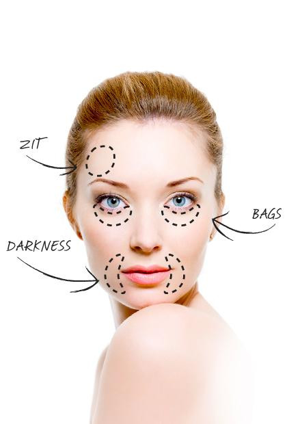 Những vùng tối trên gương mặt cần được kem che khuyết điểm đánh tan.