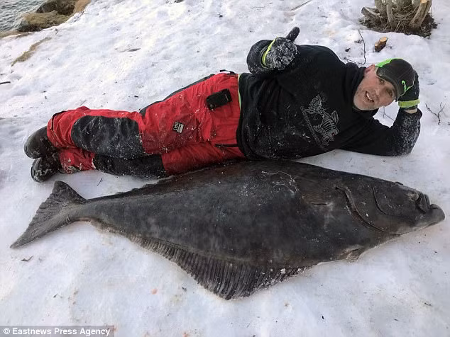 Con cá nằm bên cạnh thợ mộc người Anh, David Wood-Brignall.