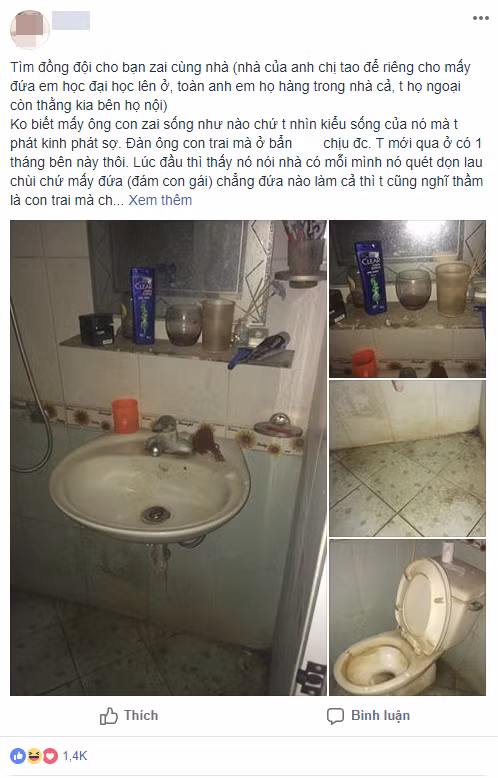 Cô gái đăng ảnh nhà vệ sinh bạn cùng nhà siêu ở bẩn khiến dân tình rào rào.