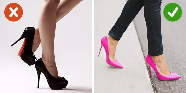 Chọn giày mũi nhọn giúp đôi chân thanh thoát hơn nhiều so với đeo giày có đế thô, dày và mũi tròn.