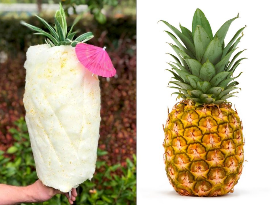 Món kẹo bông dứa độc đáo là phiên bản giới hạn từ nhà hàng Cotton Candy Creations ở khu trung tâm công viên Disneyland (Mỹ).