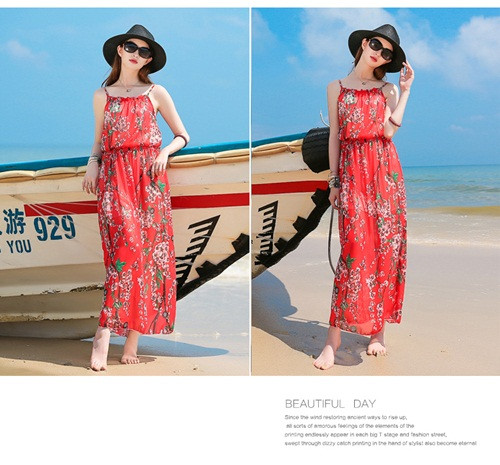 Họa tiết váy maxi hoa năm nay ưu tiên những gam rực rỡ như: đỏ, xanh, vàng,…