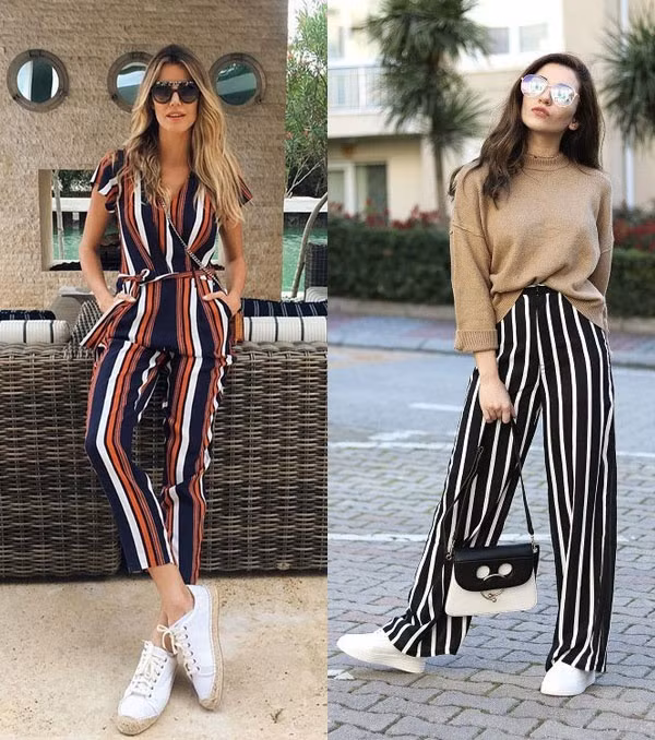 5. Phối với quần: Không có đôi giày nào hợp với quần hơn là giày sneakers. Set đồ này đem lại vẻ khoẻ khoắn, năng động cho chị em công sở.