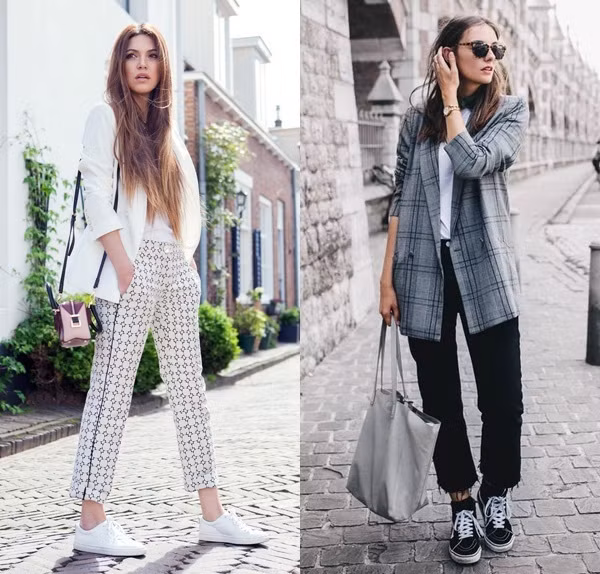 1. Đeo túi xách: Nếu bạn mặc áo thun với quần jeans thì hãy diện giày sneaker. Bộ đôi phụ kiện hoàn hảo này giúp trang phục của nàng trở nên phong cách và thời thượng hơn rất nhiều.