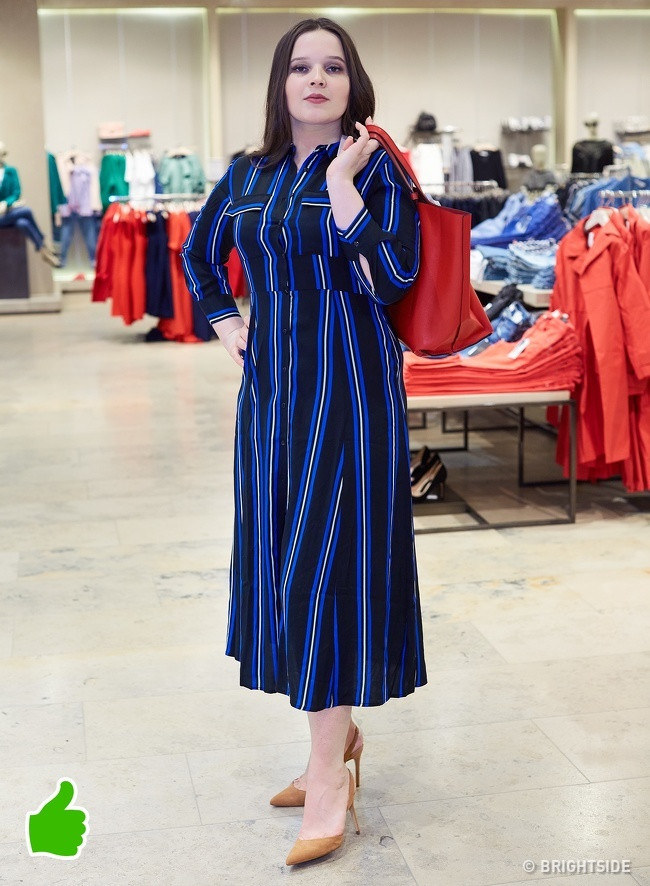 Trang phục kẻ dọc sẽ giúp bạn “ăn gian” cân nặng và trông nhỏ nhắn hơn.