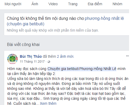 Facebook của người khởi xướng sinh con thuận tự nhiên đã đóng.