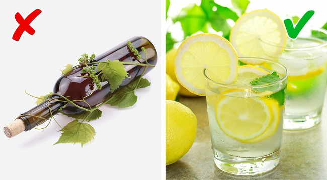 Nước chanh và rượu vang: Uống nước chanh giúp giải độc cơ thể do tính chất chống oxy hóa cao. Trong khi đó, uống rượu nhiều lại khiến cơ thể của bạn có mùi cồn.