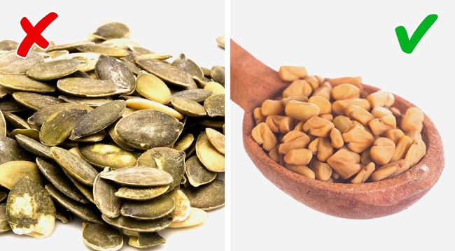 Hạt bí và hạt cà ri: Hạt cà ri giúp loại bỏ chất gây nên mùi hôi cơ thể. Trong khi đó, hạt bí chứa hàm lượng cao cholin, tác nhân gây mùi hôi. Ảnh: BS.