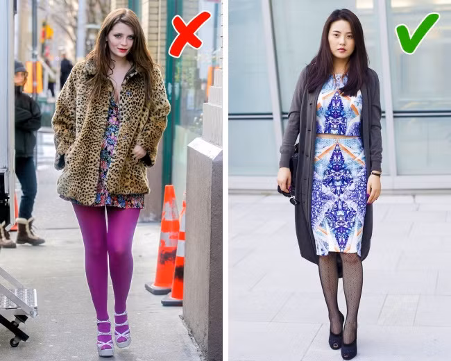 Phụ nữ U40 cũng không nên chọn những bộ trang phục quá lòe loẹt. Mặc như vậy chỉ khiến bạn trở thành trò cười cho mọi nguời.