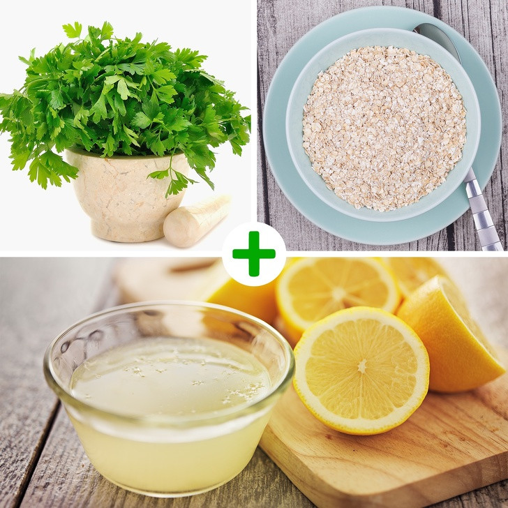 Mặt nạ từ hỗn hợp cần tây, nước chanh và yến mạch giúp làm sáng và mềm da. Xay nhuyễn các thành phần rồi bôi hỗn hợp lên mặt. Để yên trong 20 phút, sau đó rửa sạch bằng nước lạnh.