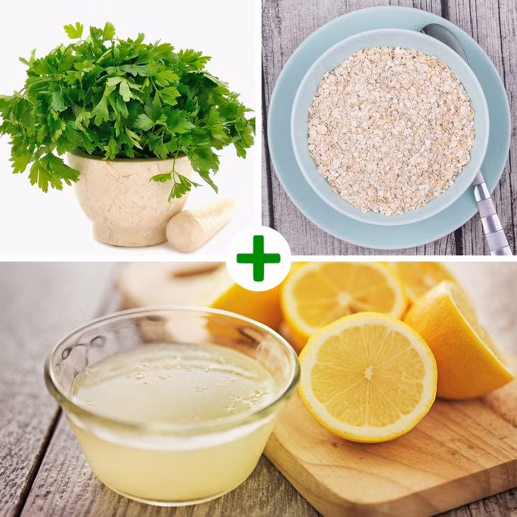 Mặt nạ từ hỗn hợp cần tây, nước chanh và yến mạch giúp làm sáng và mềm da. Xay nhuyễn các thành phần rồi bôi hỗn hợp lên mặt. Để yên trong 20 phút, sau đó rửa sạch bằng nước lạnh.