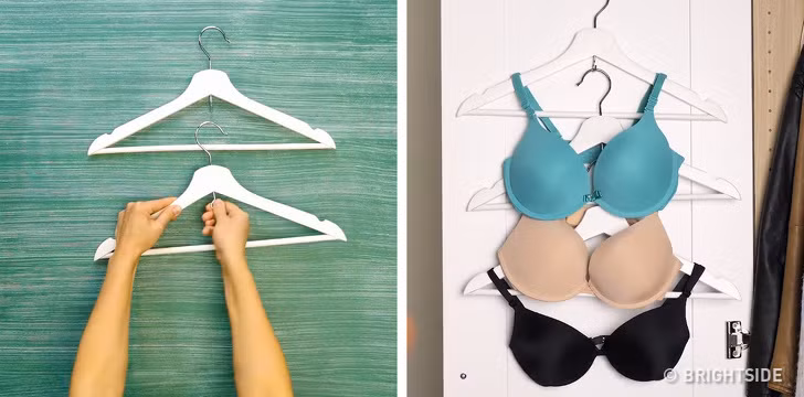 Cách bảo quản áo ngực: Cách đơn giản để bảo quản áo ngực là sử dụng móc treo quần áo. Chúng sẽ không làm mất dáng và đảm bảo độ bền cho áo ngực.