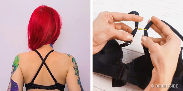 Nếu phần dây đai quá dài khiến chiếc áo ngực bị lỏng, hay đơn giản là bạn muốn nâng ngực của mình lên một chút nữa, hãy đan chéo phần dây ở phía lưng.