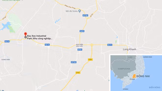 Vị trí khu công nghiệp Bàu Xéo. Ảnh: Google Maps.