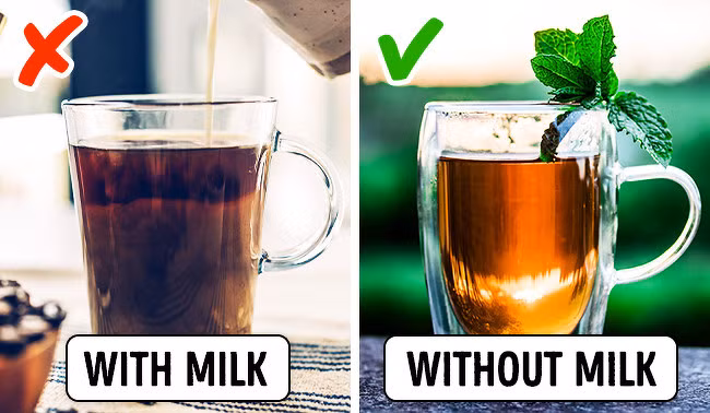 Trà đen: Các nhà khoa học phát hiện ra rằng casein, là các protein có trong sữa, loại bỏ các lợi ích lành mạnh của trà. Ảnh: BS.