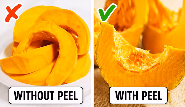 Bí ngô nên ăn cả vỏ vì vỏ có nhiều thành phần khoáng chất, chất xơ (chất xơ và chất pectin) và vitamin C.