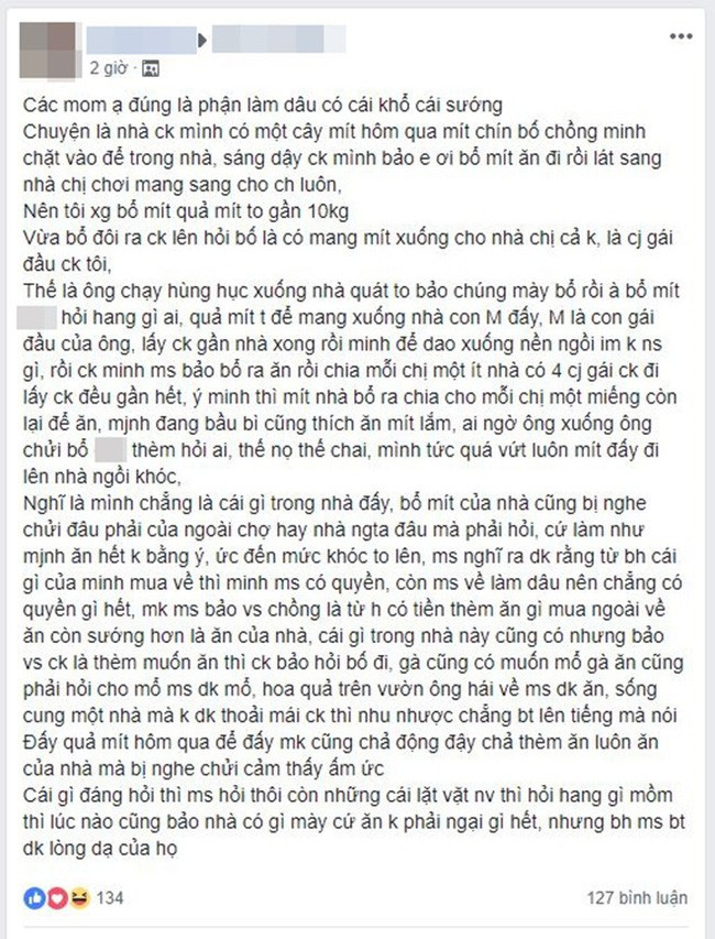 Bi bo chong mang, nang dau mang bau ke kho khien chi em tranh cai