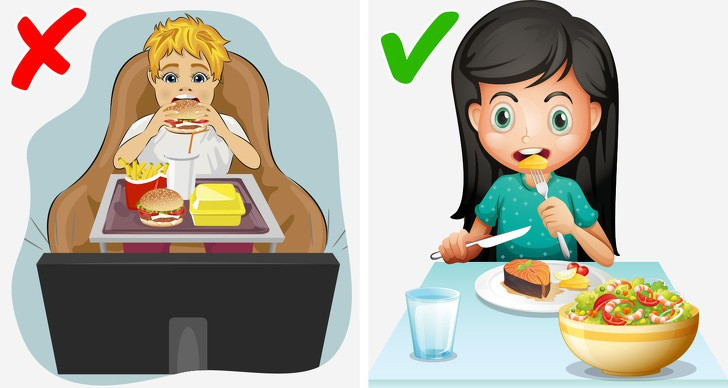 Ăn không không chú tâm: Khi ăn, hãy thử tập trung ăn mà không cần xem video yêu thích hoặc lướt web, các mạng xã hội. Việc tập trung ăn chậm nhai kỹ sẽ giúp kiểm soát lượng thức ăn tiêu thụ.
