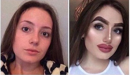 Dù theo trào lưu làm đẹp nào thì bạn cũng không nên trang điểm "lố" như thế này.