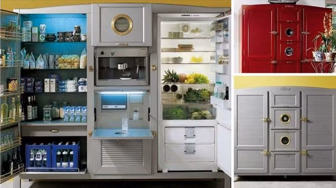 Tủ lạnh Meneghini Arredamenti có giá 41.000 USD. Chiếc tủ này có kích thước khổng lồ, được làm bằng thép không gỉ, gỗ sồi và các không gian lưu trữ đồ vô cùng tiện dụng.