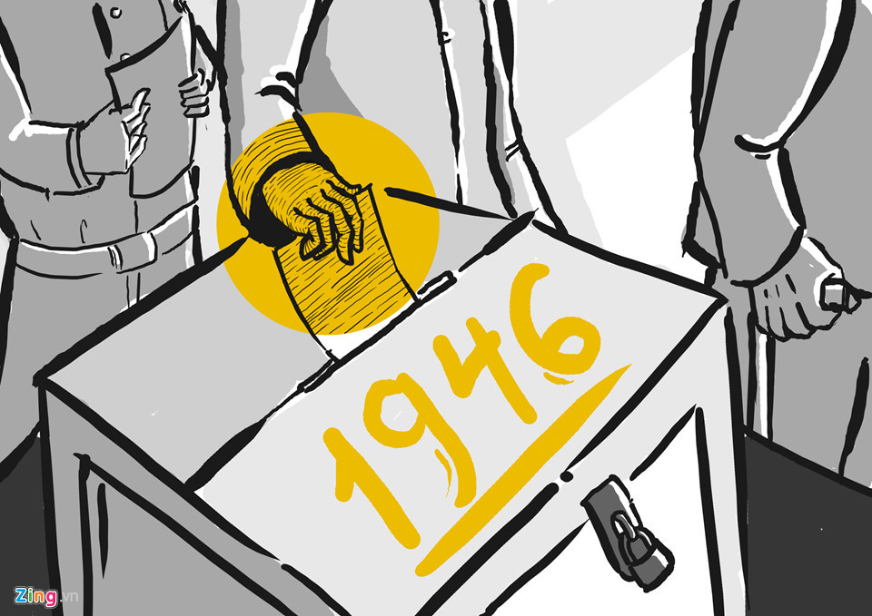 Bính Tuất (1946): Sau thắng lợi của Cách mạng Tháng Tám năm 1945, nước Việt Nam Dân chủ cộng hòa ra đời, ngay từ đầu năm Bính Tuất 1946, lần đầu tiên trong lịch sử, nước ta tiến hành tổng tuyển cử. Nhân dân ta được đi bỏ phiếu bầu những người đại diện cho mình. Cũng trong năm này, kỳ họp đầu tiên của Quốc hội đã chính thức lấy Hà Nội là thủ đô, ban hành bản hiến pháp mới.