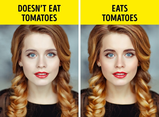 Ăn cà chua giúp chúng ta phòng tránh cháy nắng, trầm cảm và ung thư vú. Lycopene trong cà chua bảo vệ da khỏi bị cháy nắng. Cà chua còn chứa vitamin B9 bảo vệ khỏi bạn trầm cảm và ung thư vú.