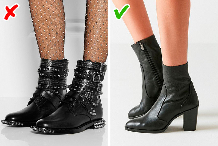 Nhiều kim loại đính kèm: Với thắt lưng, đinh tán và gai có thể trông khiến bạn ngầu và chất hơn. Nhưng với đôi giày thì không, gắn quá nhiều phụ kiện sẽ khiến đôi giày trông rối mắt và rẻ tiền.