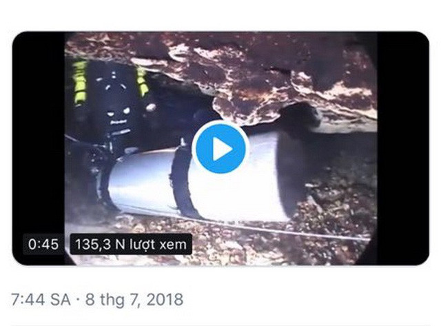 Video clip giả hình ảnh cứu hộ trong hang động Tham Luang được đưa lên mạng xã hội - Ảnh chụp màn hình.