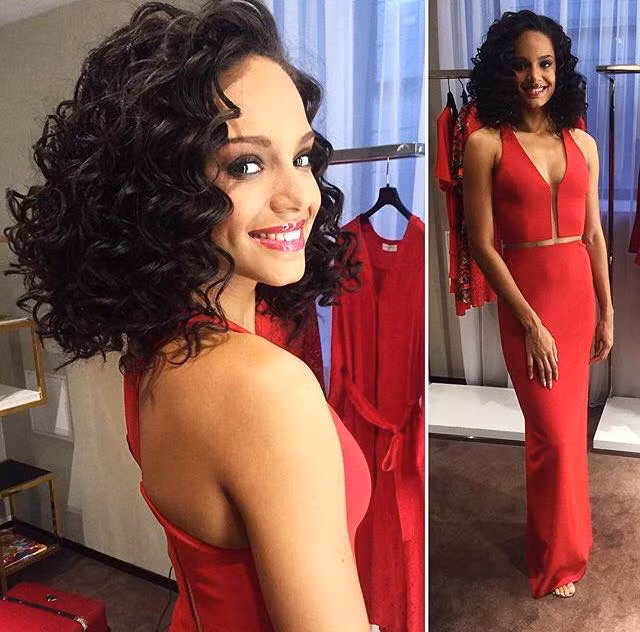 Chiếc váy đỏ quyến rũ mà nàng hoa hậu chọn đi sự kiện.