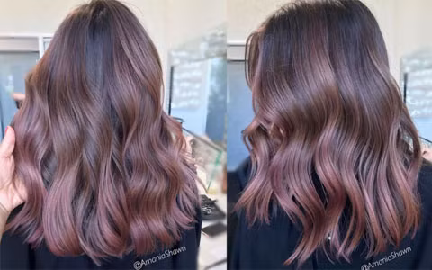 Socola ánh hồng là một trong những màu tóc mốt nhất kể từ cuối năm ngoái. Màu sắc này sẽ thịnh hành trong năm nay.