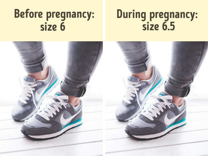 Trong thời gian mang thai, không chỉ eo và ngực mà cả đôi chân cũng tăng kích thước, nhưng đôi chân của cô cũng sẽ như vậy.