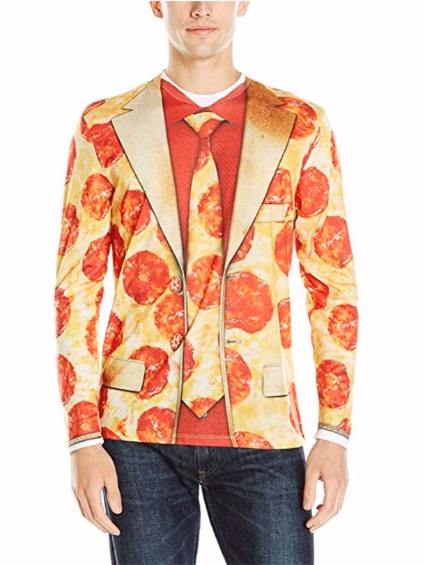 Vest chủ đề bánh pizza cho các quý ông.
