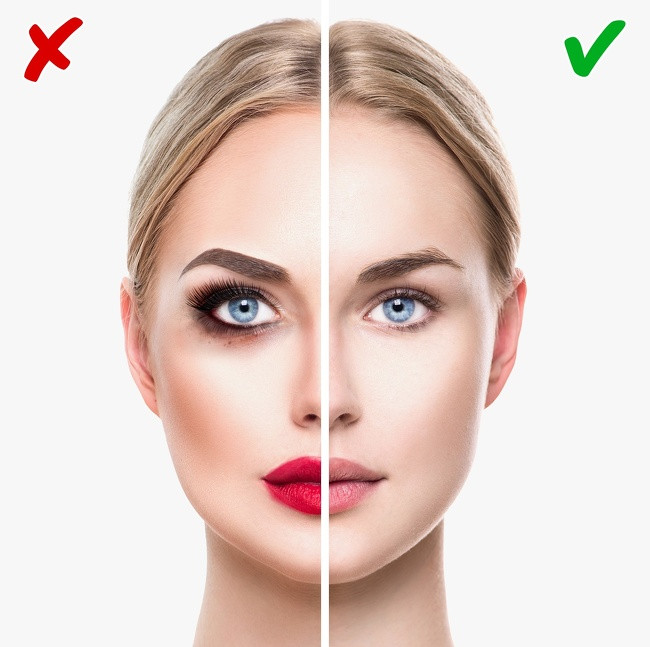 Việc trang điểm quá đậm như kẻ lông màu rậm, tô son quá đậm, kẻ mắt quá sắc… đều có thể khiến bạn trông kém hấp dẫn.